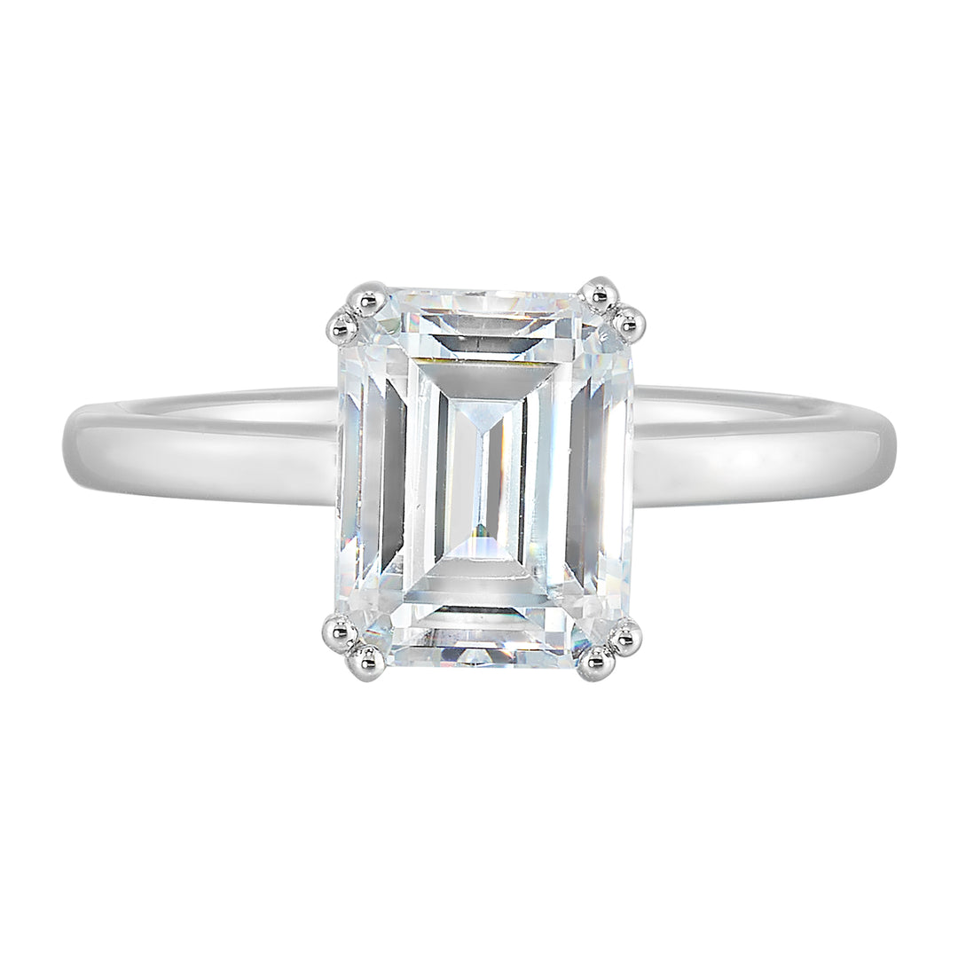 14Kt White Semi Mount For 2Ctw Emerald Cut Center