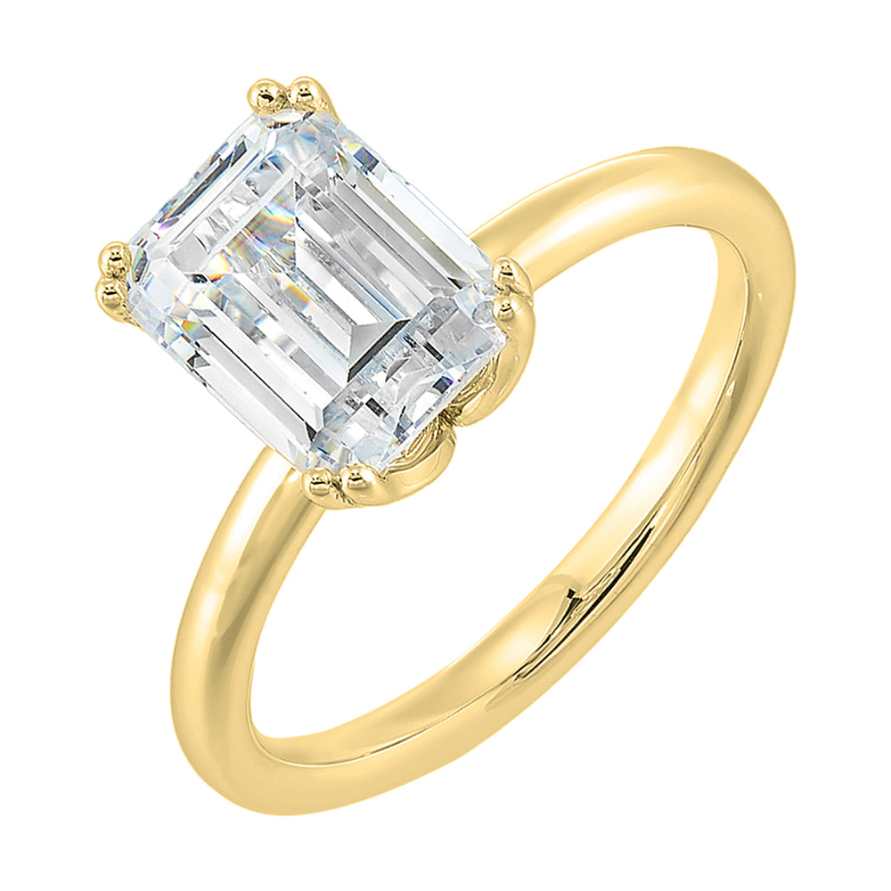 14Kt Yellow Semi Mount For 2Ctw Emerald Cut Center