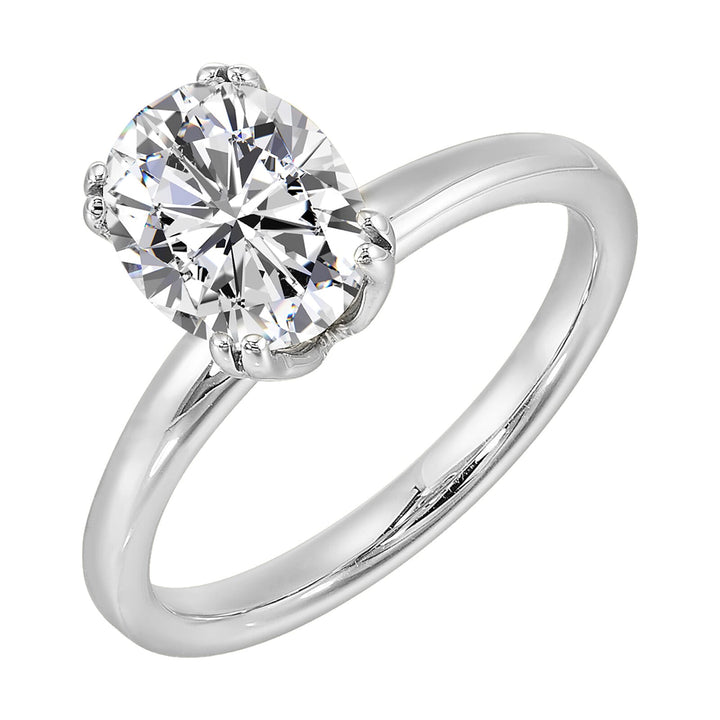 14Kt White Semi Mount For 2Ctw Oval Center