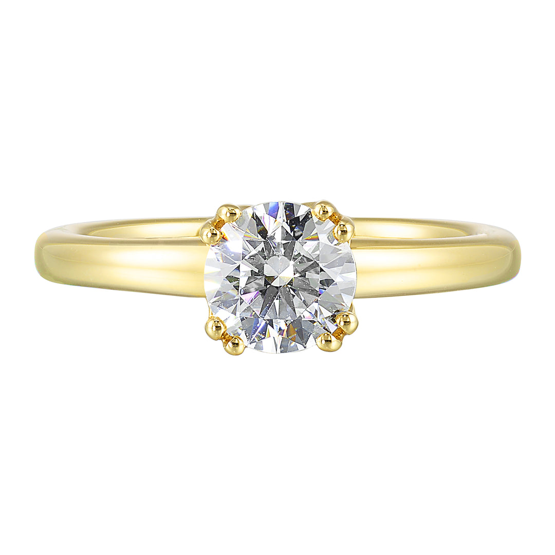 Chic and unique, this double prong setting solitare adds to the sleek, classic look to her style.