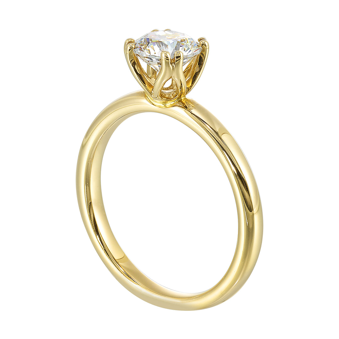 Chic and unique, this double prong setting solitare adds to the sleek, classic look to her style.
