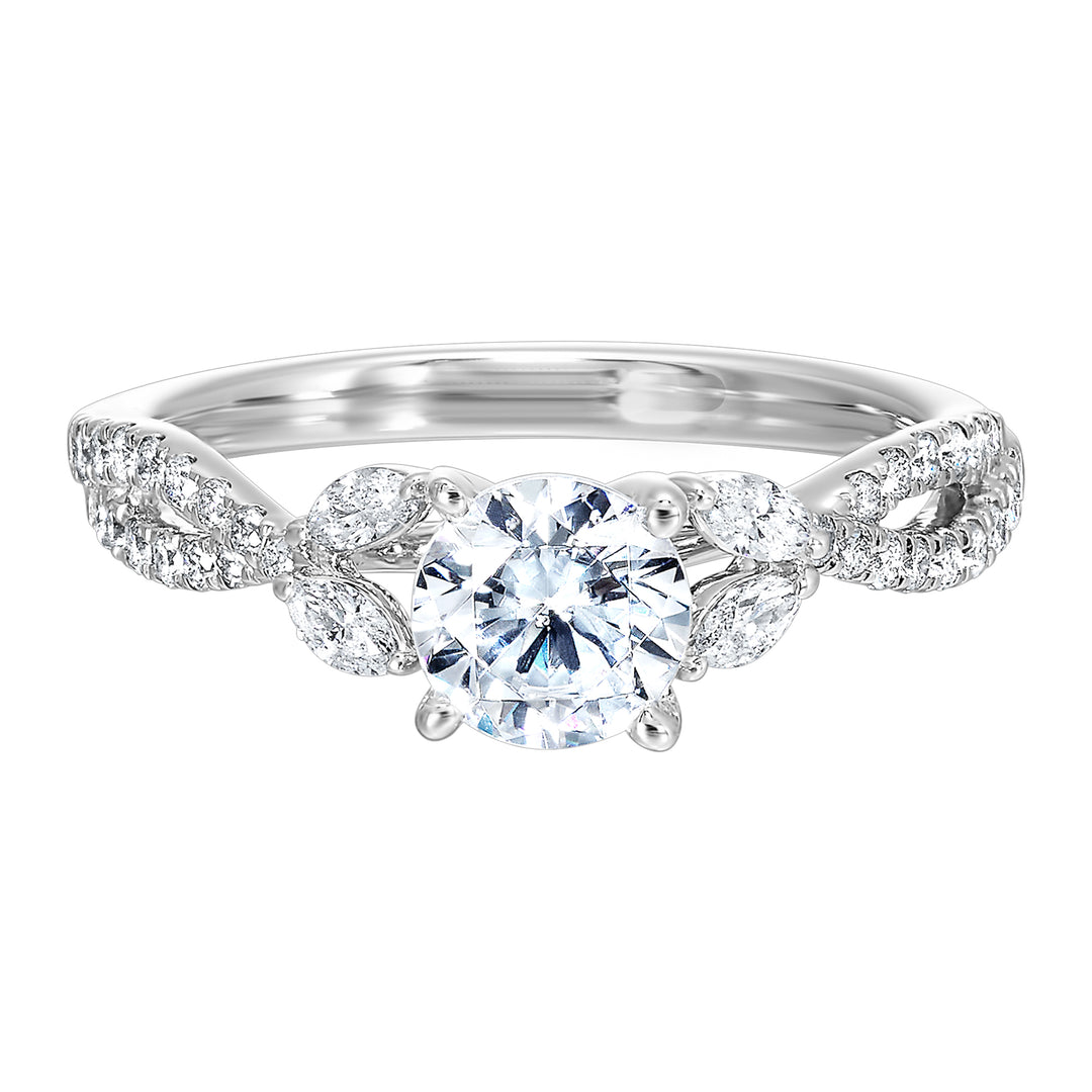 14Kt White Semi Mount 3/8Ctw For 2Ct Round Center