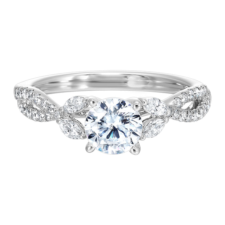 14Kt White Semi Mount 3/8Ctw For 2Ct Round Center