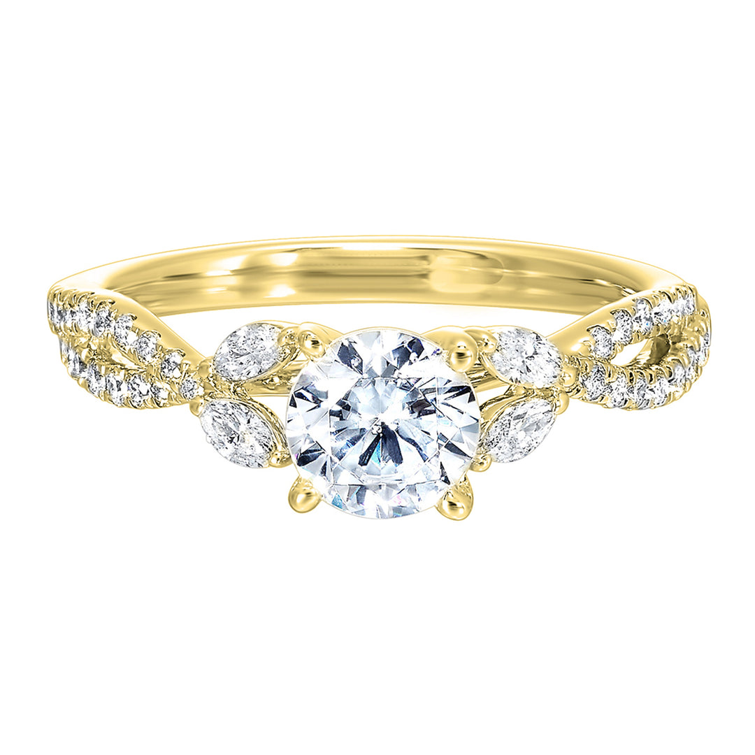 14Kt Yellow Semi Mount 3/8Ctw For 2Ct Round Center