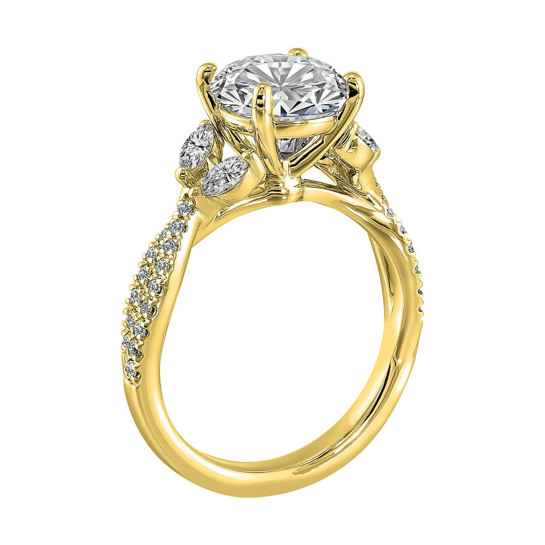 14Kt Yellow Semi Mount 3/8Ctw For 2Ct Round Center