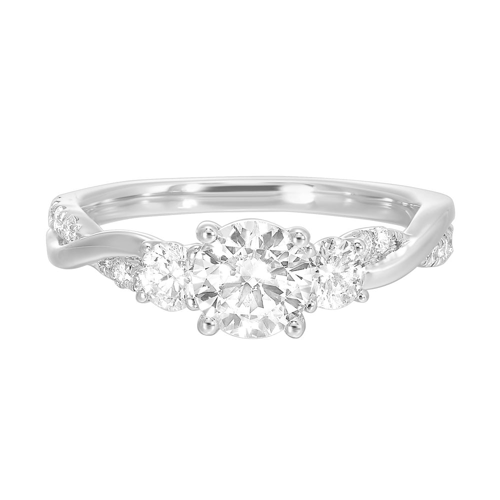 14Kt White Semi Mount 1/2Ctw For 3/4Ctw Round Center