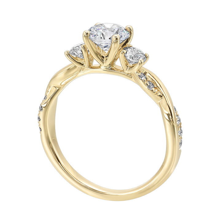 14Kt Yellow Semi Mount 1/2Ctw For 3/4Ctw Round Center