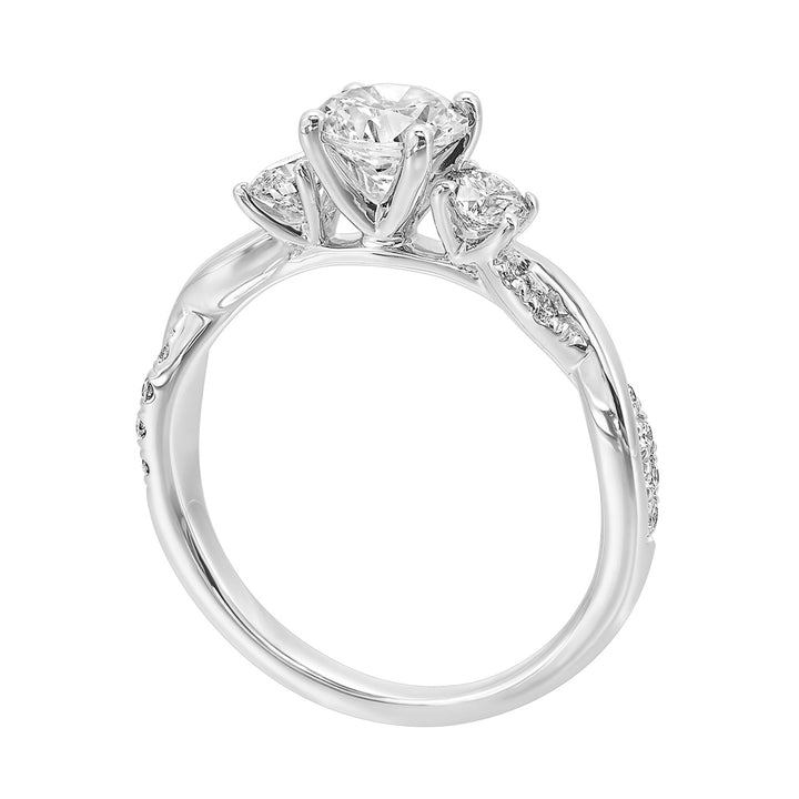 14Kt White Semi Mount 1/2Ctw For 1 1/2Ctw Round Center