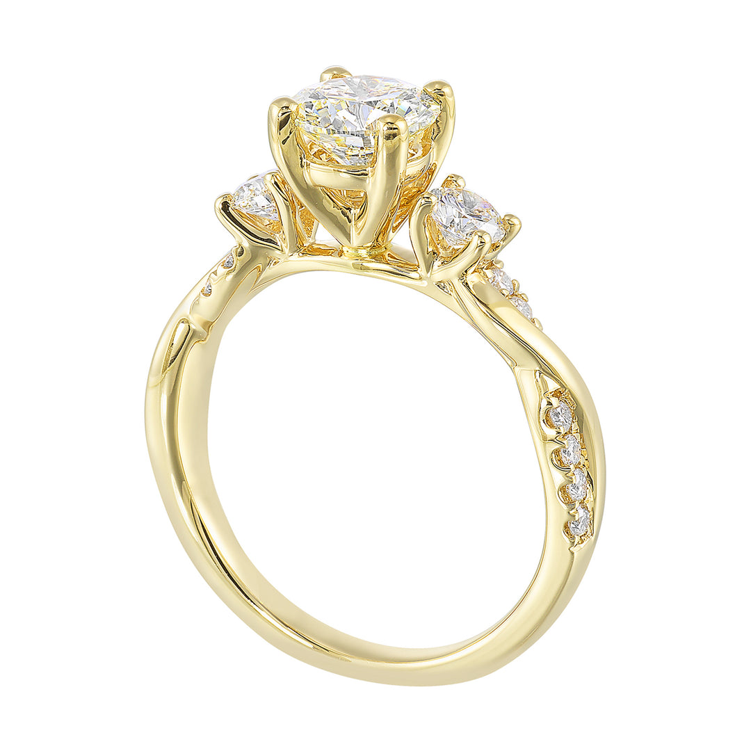 14Kt Yellow Semi Mount 1/2Ctw For 1 1/2Ctw Round Center