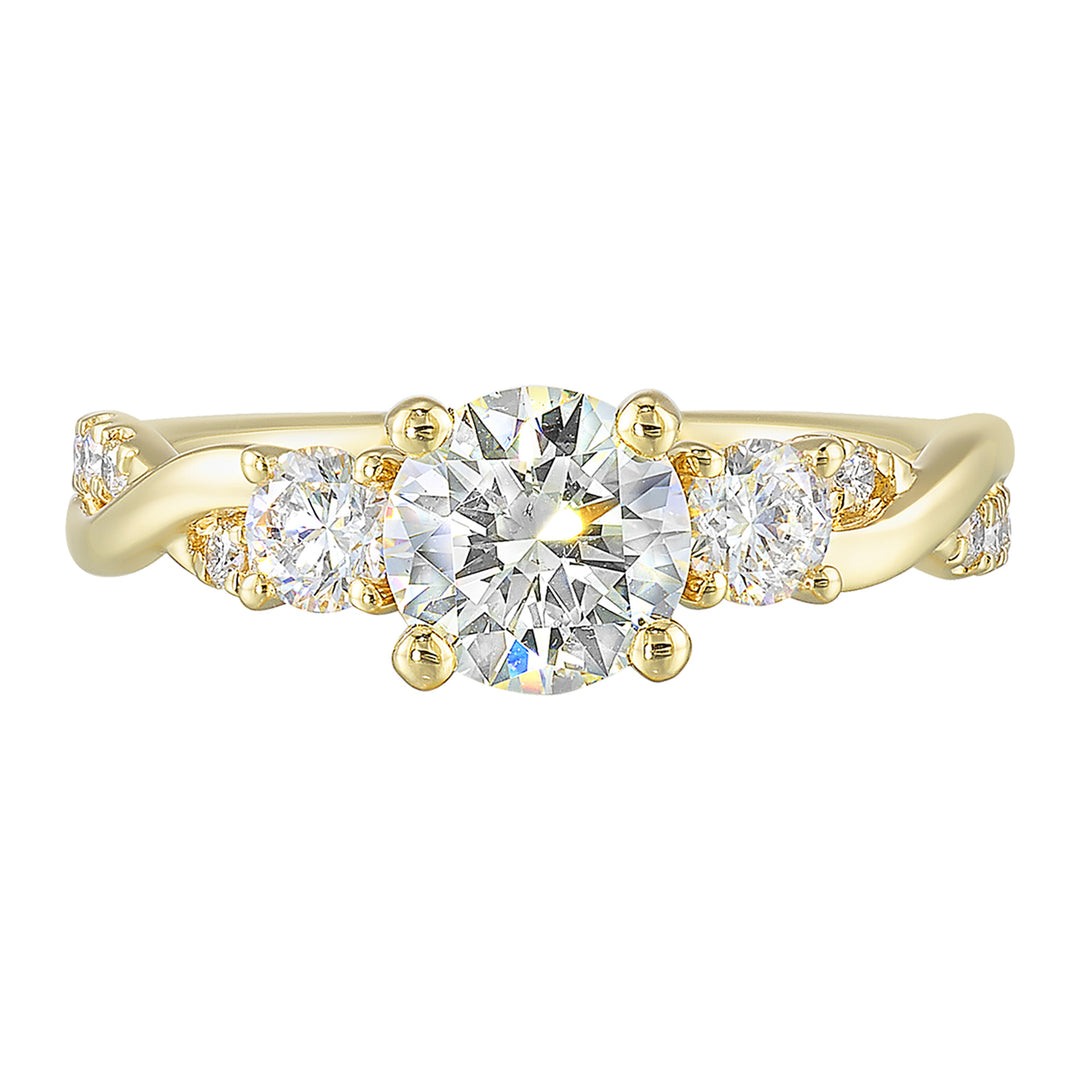 14Kt Yellow Semi Mount 5/8Ctw For 2Ct Round Center