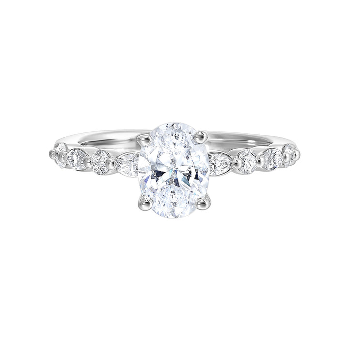 14Kt White Semi Mount 3/8Ctw For 3Ctw Oval Center