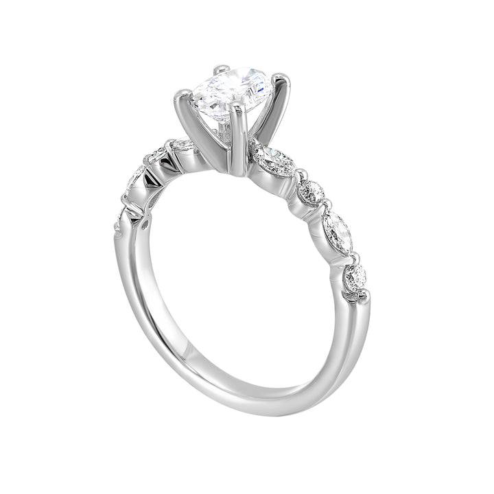 14Kt White Semi Mount 3/8Ctw For 3Ctw Oval Center