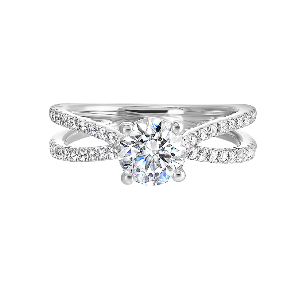 14Kt White Semi Mount 1/4Ctw For 1 1/2Ctw Round Center