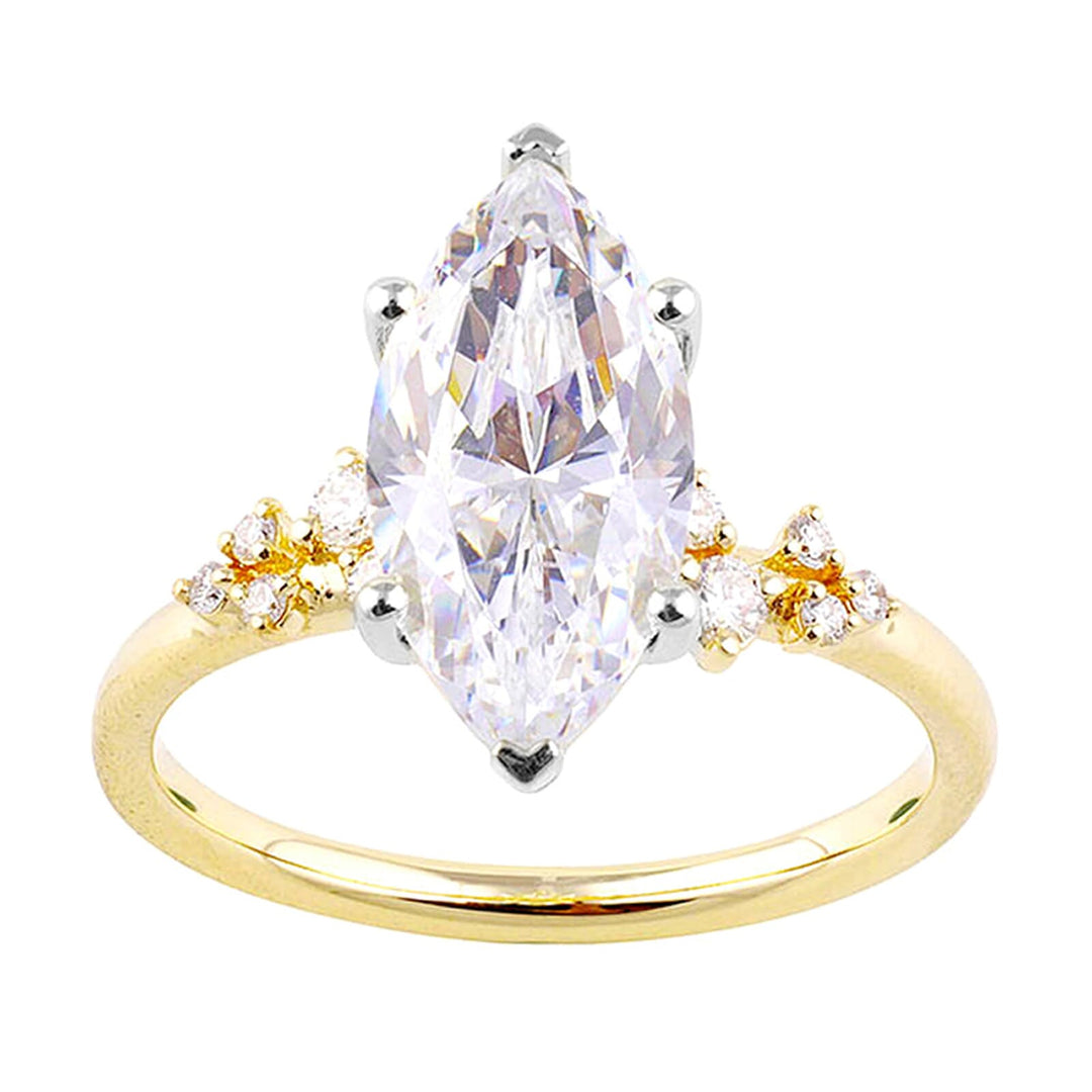 14Kt White Yellow Semi Mount 1/8Ctw For 2 1/2Ct Marquise Center