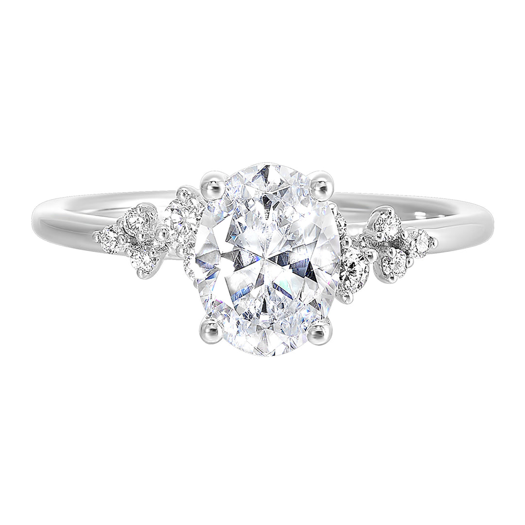 14Kt White Semi Mount 1/7Ctw For 1 1/2Ct Oval Center