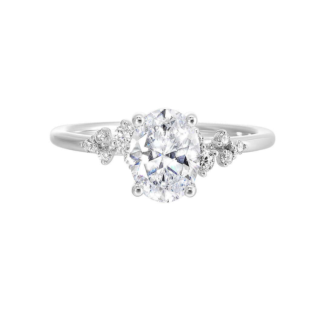 14Kt White Semi Mount 1/8Ctw For 2Ct Oval Center