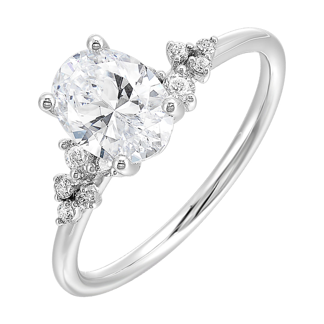 14Kt White Semi Mount 1/8Ctw For 2Ct Oval Center