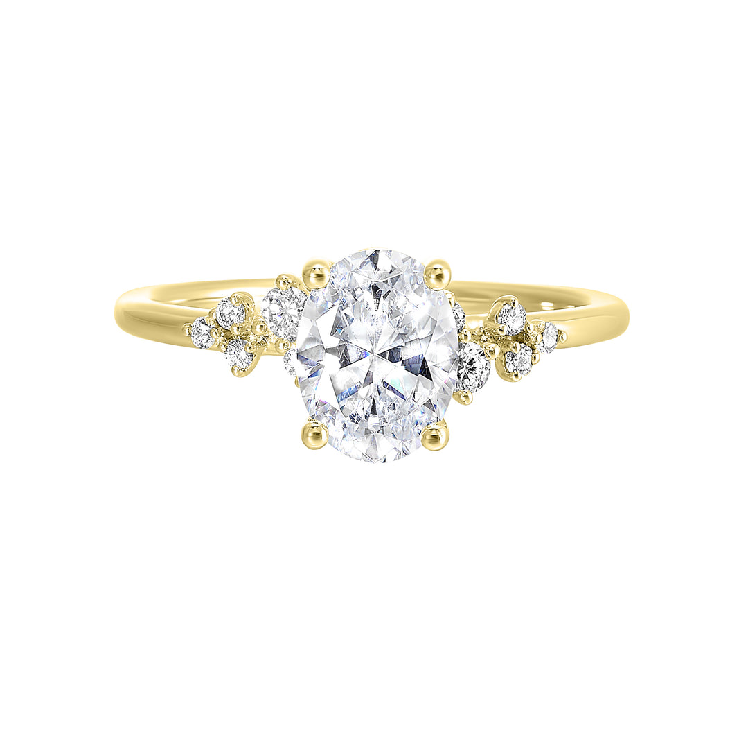 14Kt Yellow Semi Mount 1/8Ctw For 2Ct Oval Center