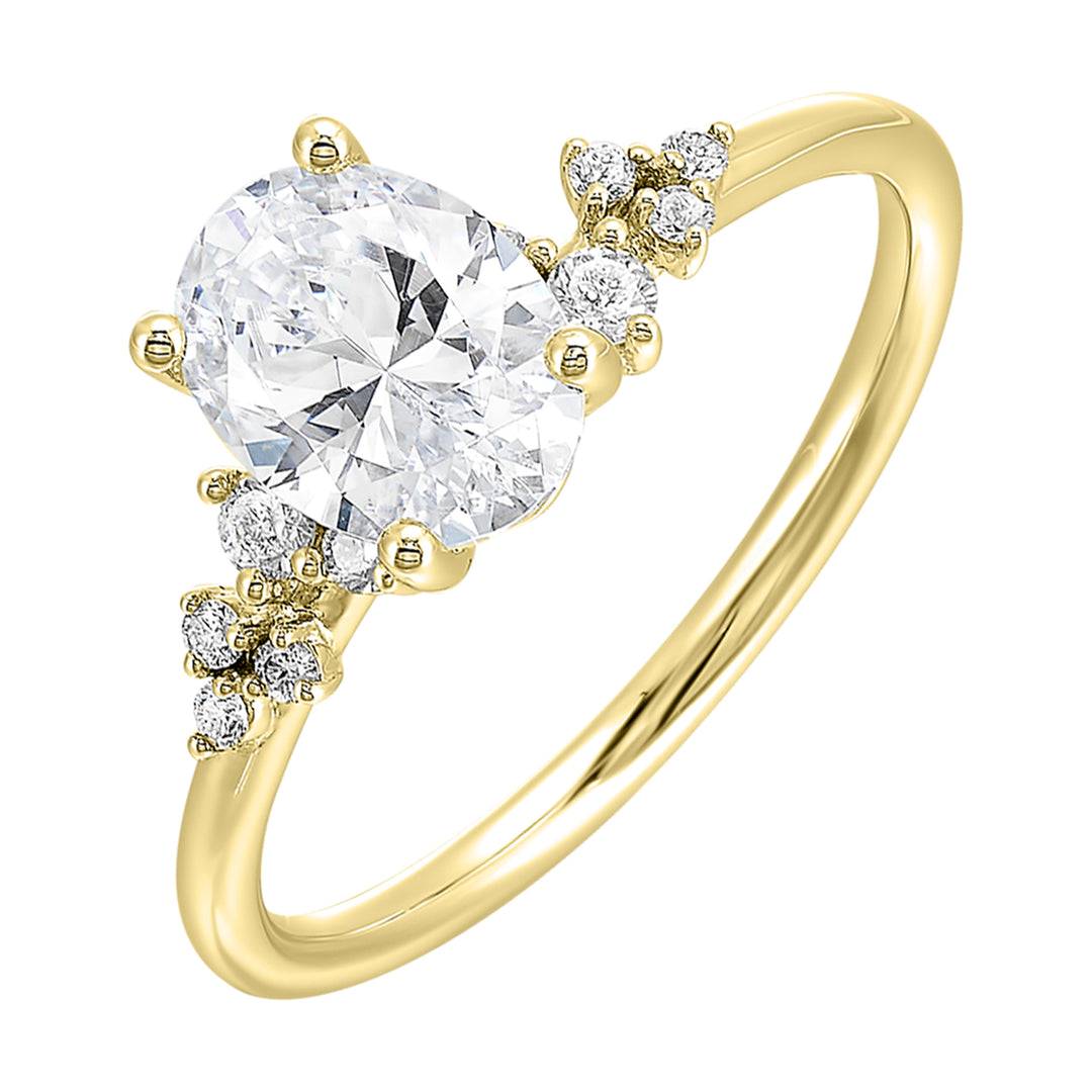 14Kt Yellow Semi Mount 1/8Ctw For 2Ct Oval Center