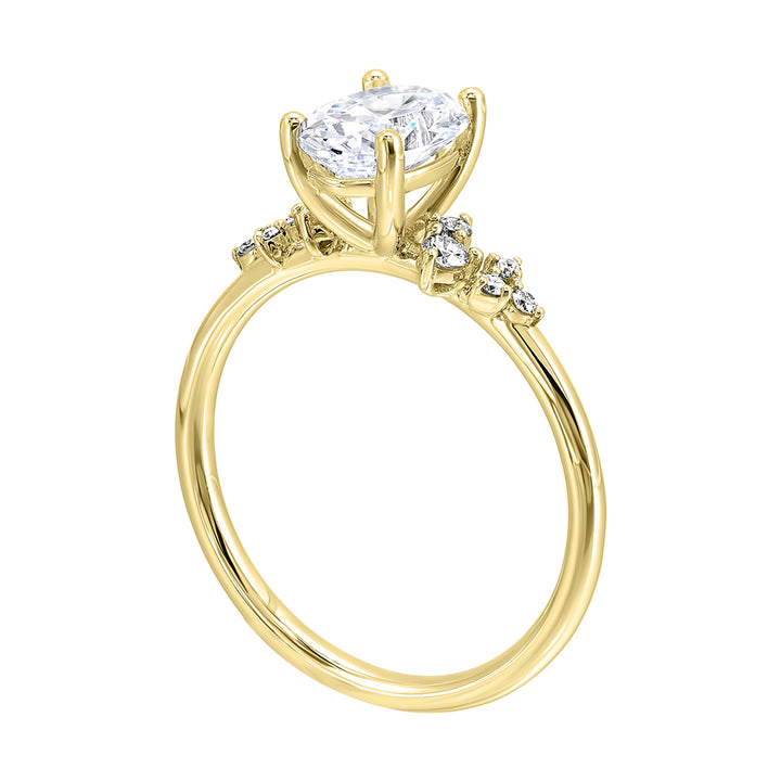 14Kt Yellow Semi Mount 1/8Ctw For 2Ct Oval Center