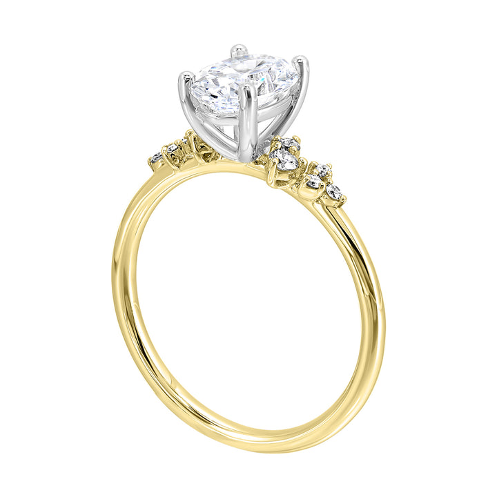 14Kt White Yellow Semi Mount 3/8Ctw For 2Ct Oval Center