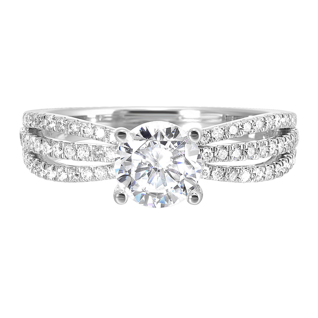 14Kt White Semi Mount 1/3Ctw For 1Ctw Round Center