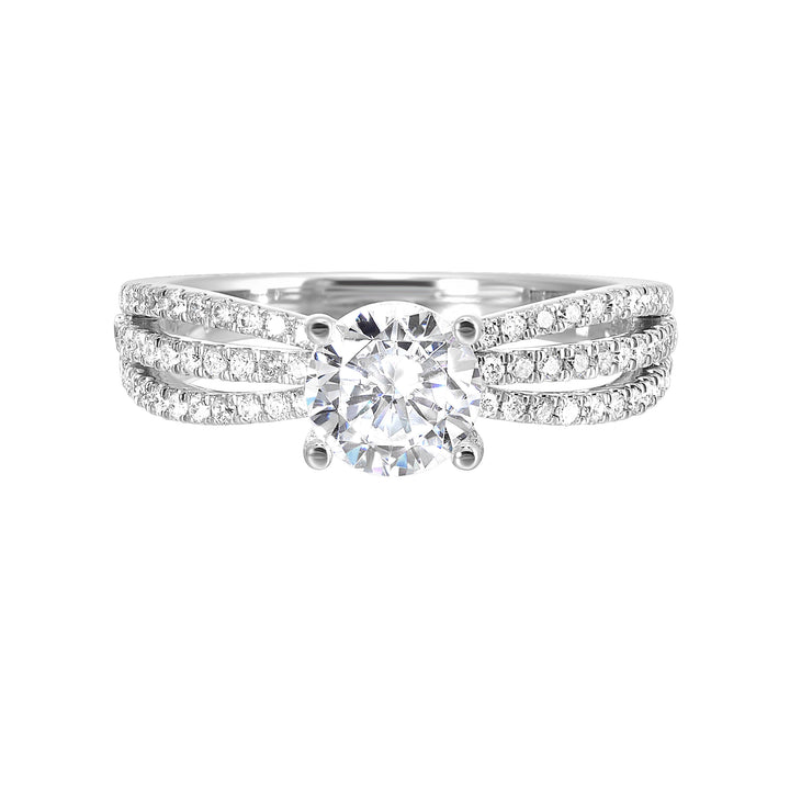 14Kt White Semi Mount 1/3Ctw For 1 1/2Ctw Round Center