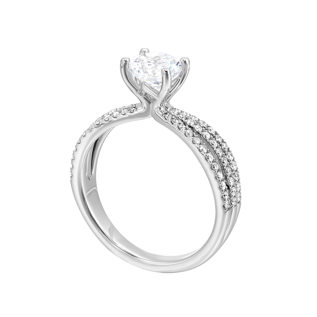 14Kt White Semi Mount 1/2Ctw For 2Ctw Round Center