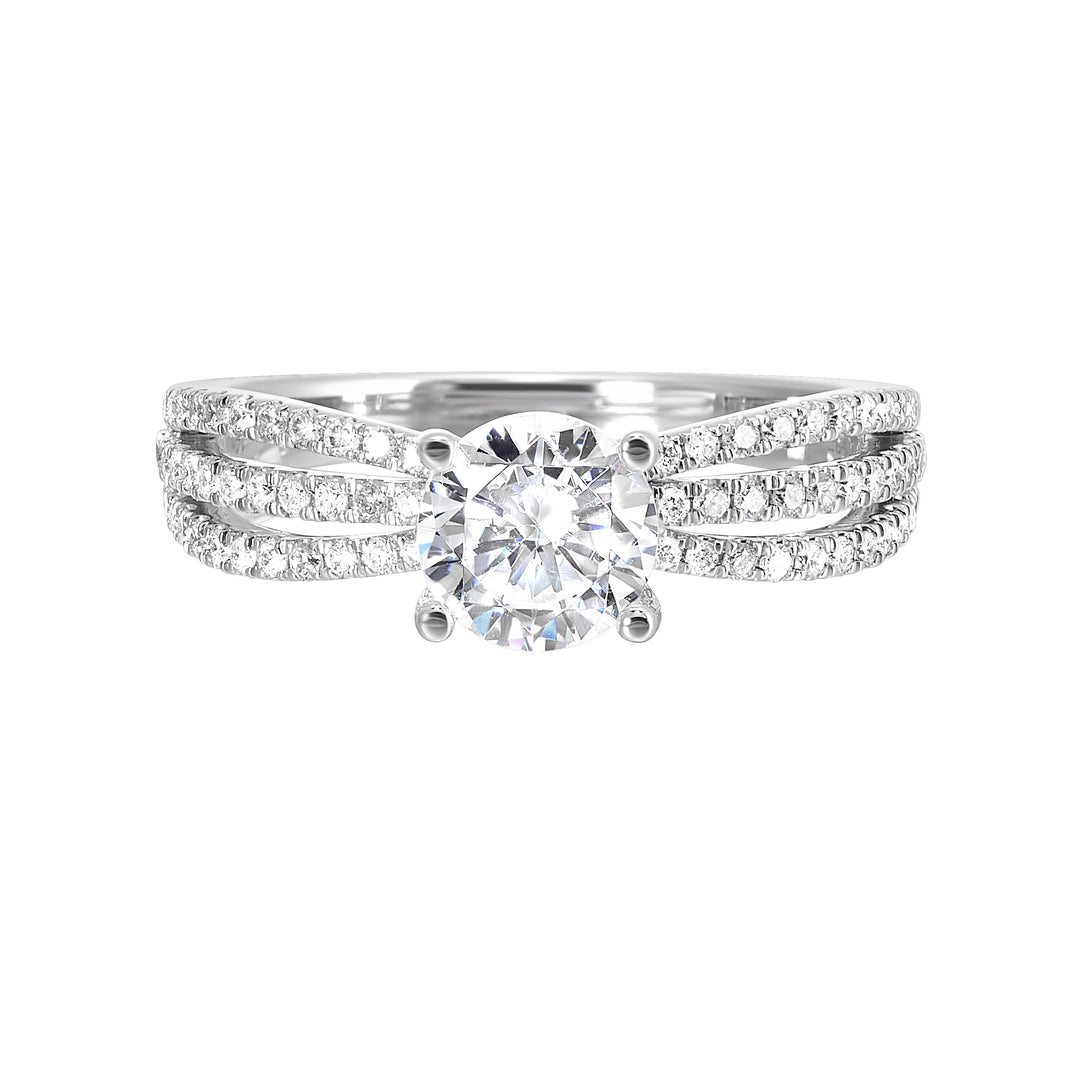 14Kt White Semi Mount 1/2Ctw For 2Ctw Round Center