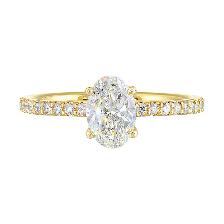 14Kt Yellow Semi Mount 1/5Ctw For 3/4Ctw Oval Center