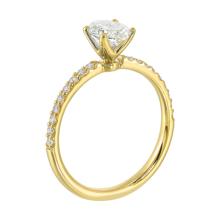 14Kt Yellow Semi Mount 1/5Ctw For 3/4Ctw Oval Center