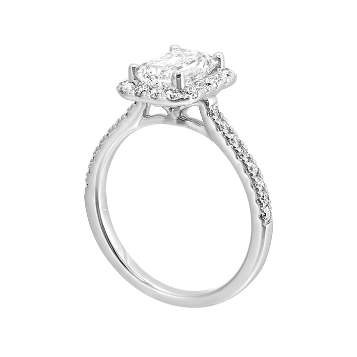 14Kt White Semi Mount 1/2Ctw For 1 1/2Ctw Emerald Cut Center