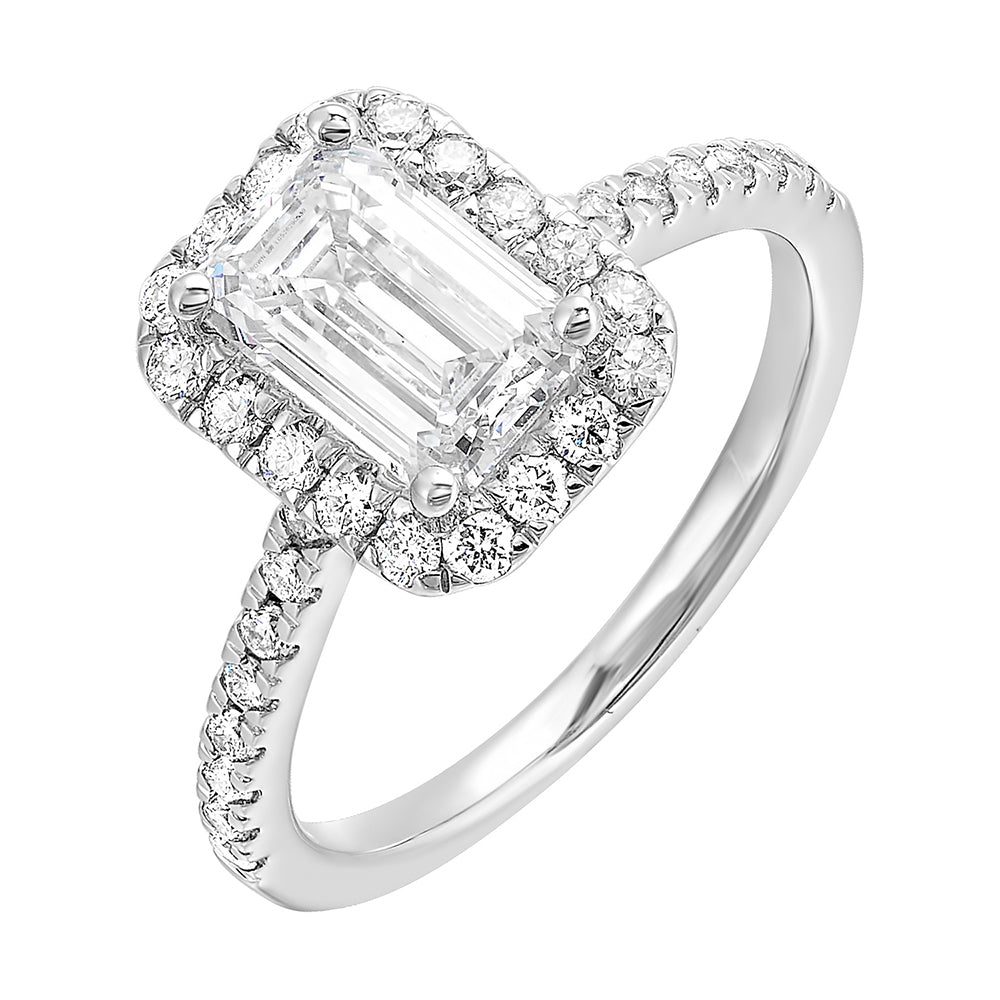 14Kt White Semi Mount 1/2Ctw For 1 1/2Ctw Emerald Cut Center