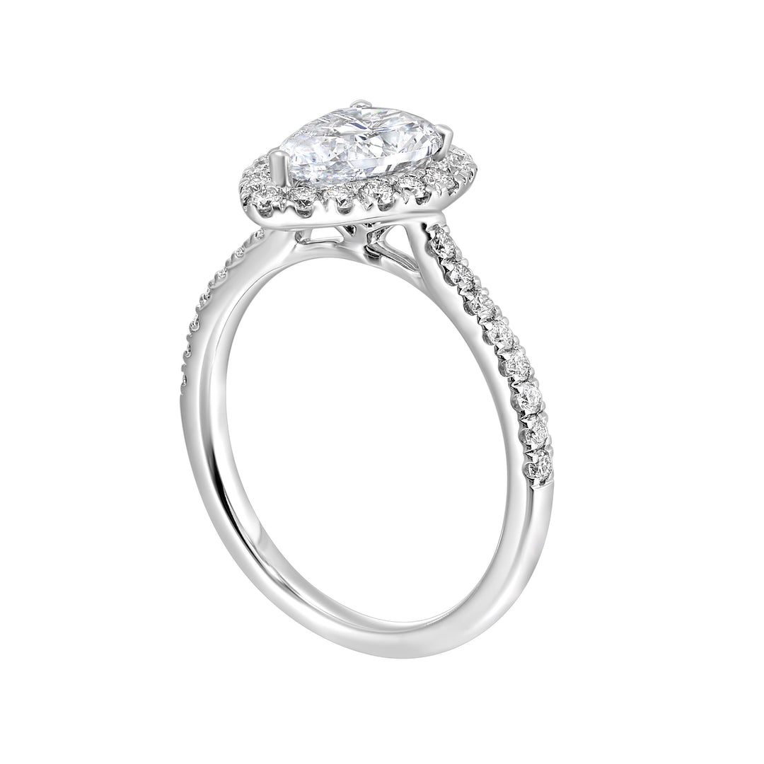 14Kt White Semi Mount 1/2Ctw For 1 1/2Ctw Pear Center