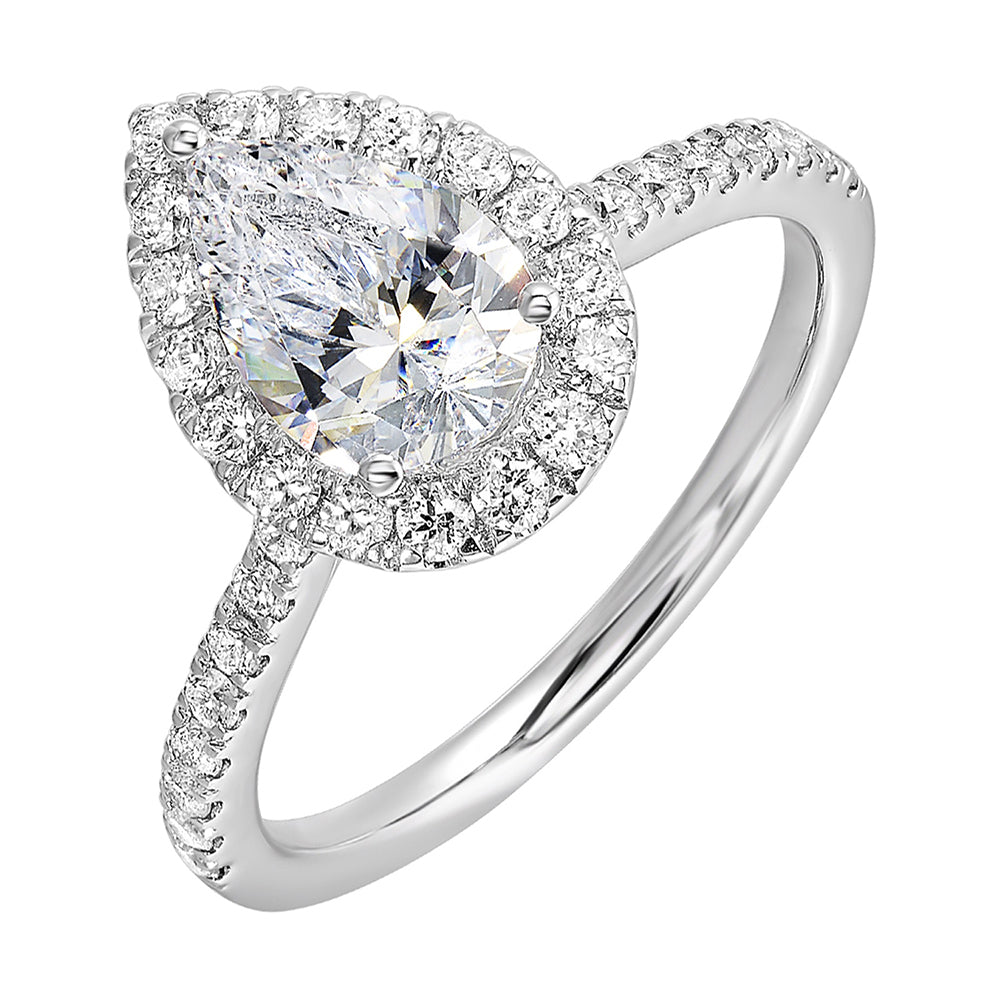 14Kt White Semi Mount 1/2Ctw For 2Ctw Pear Center