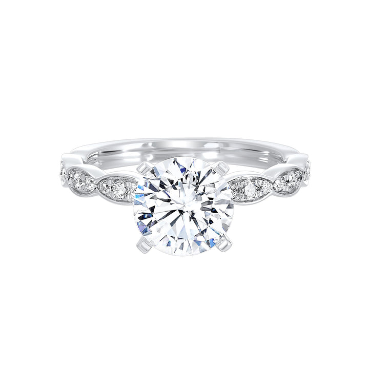 14Kt White Semi Mount 1/5Ctw For 1Ctw Round Center