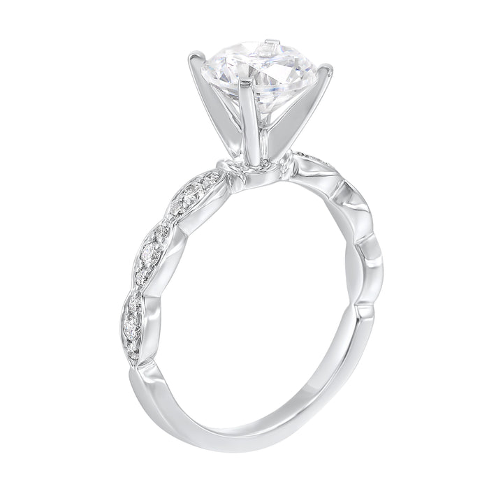 14Kt White Semi Mount 1/5Ctw For 1Ctw Round Center