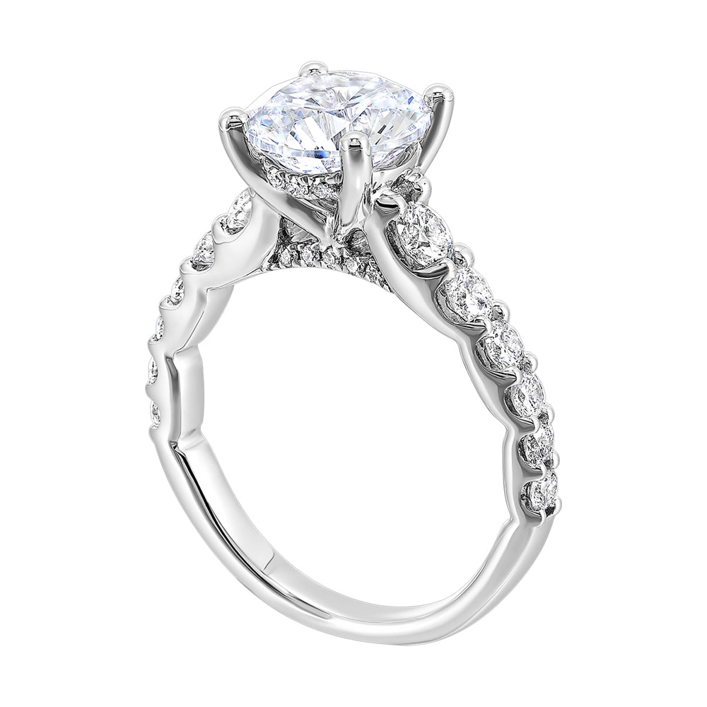 14Kt White Semi Mount 7/8Ctw For 1Ctw Round Center