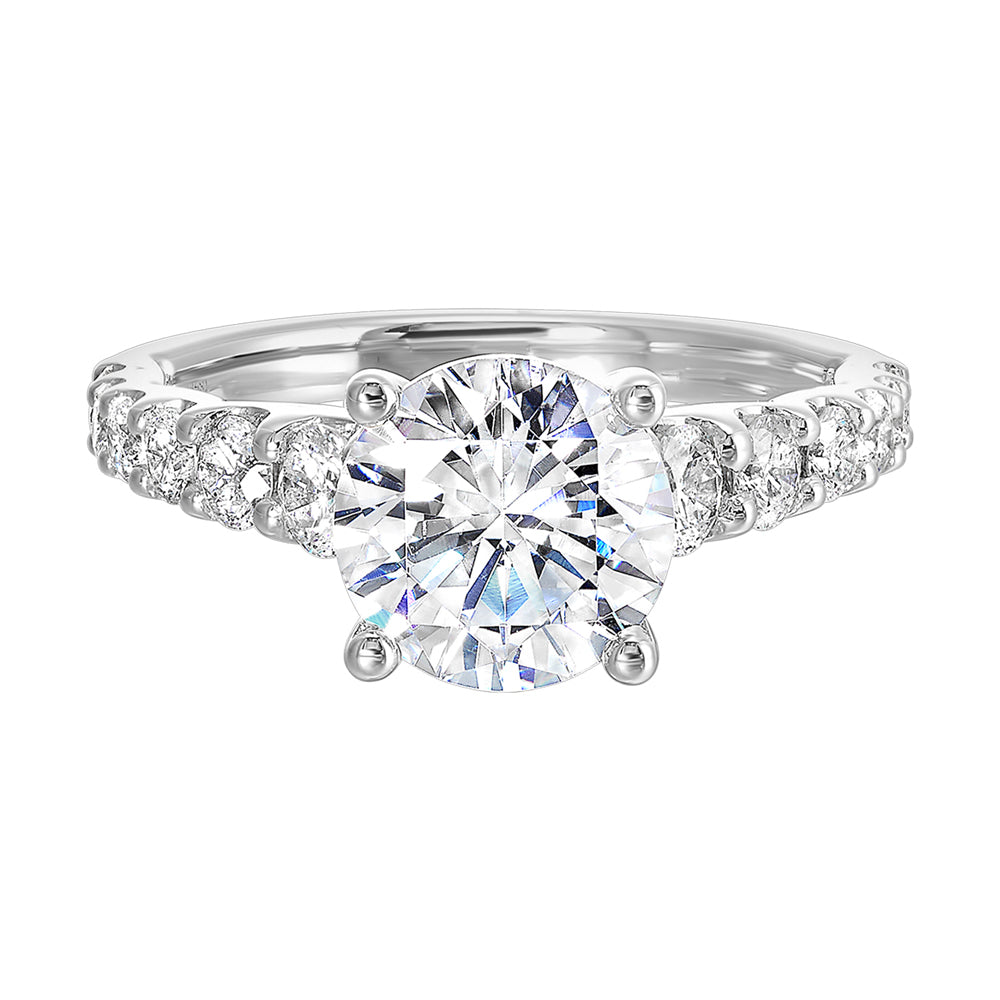 14Kt White Semi Mount 7/8Ctw For 2Ctw Round Center