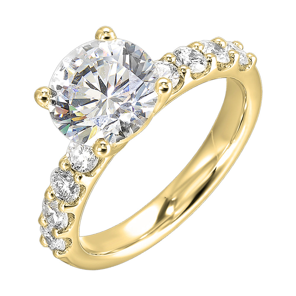 14Kt Yellow Semi Mount 5/8Ctw For 2Ct Round Center