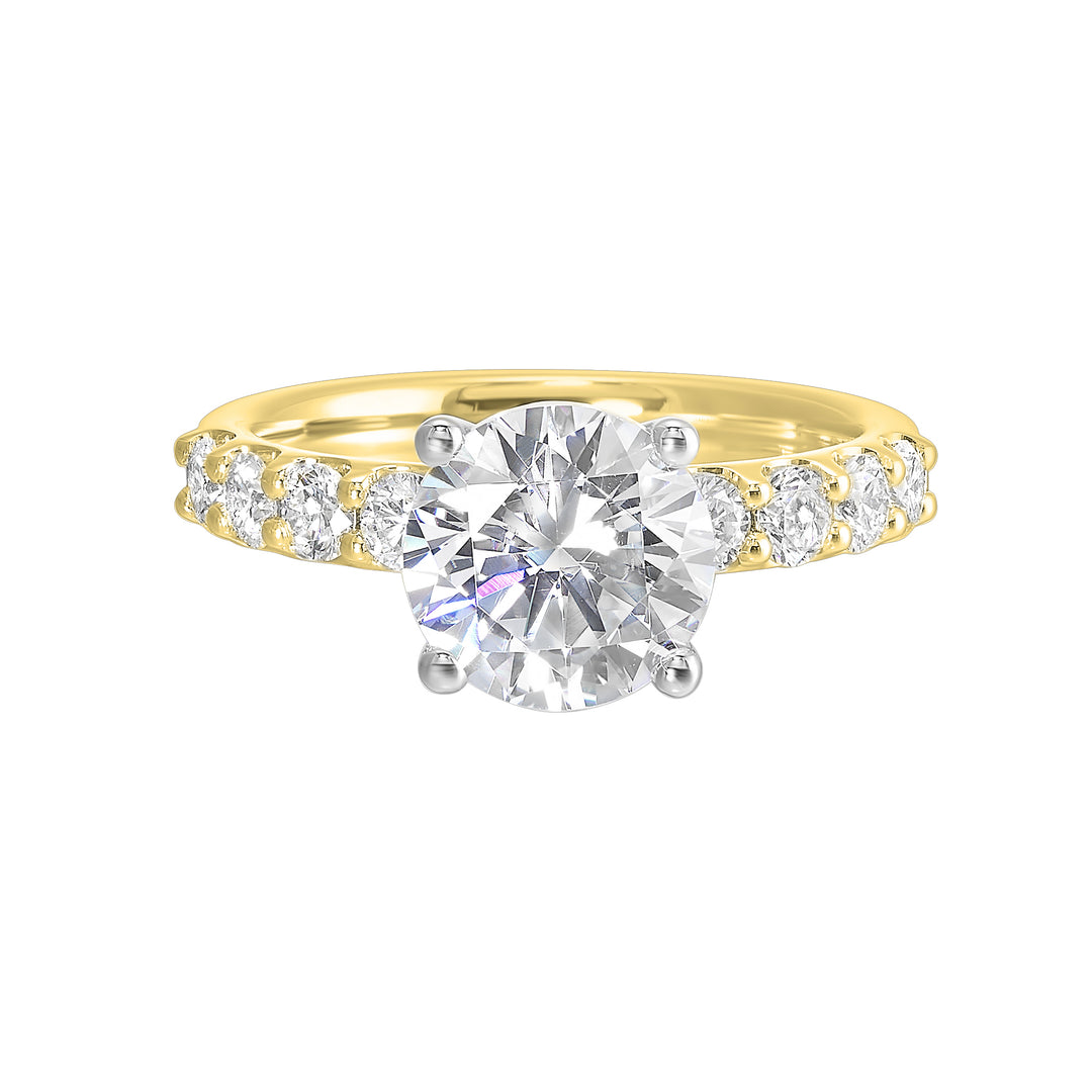 14Kt White Yellow Semi Mount 5/8Ctw For 2Ctw Round Center