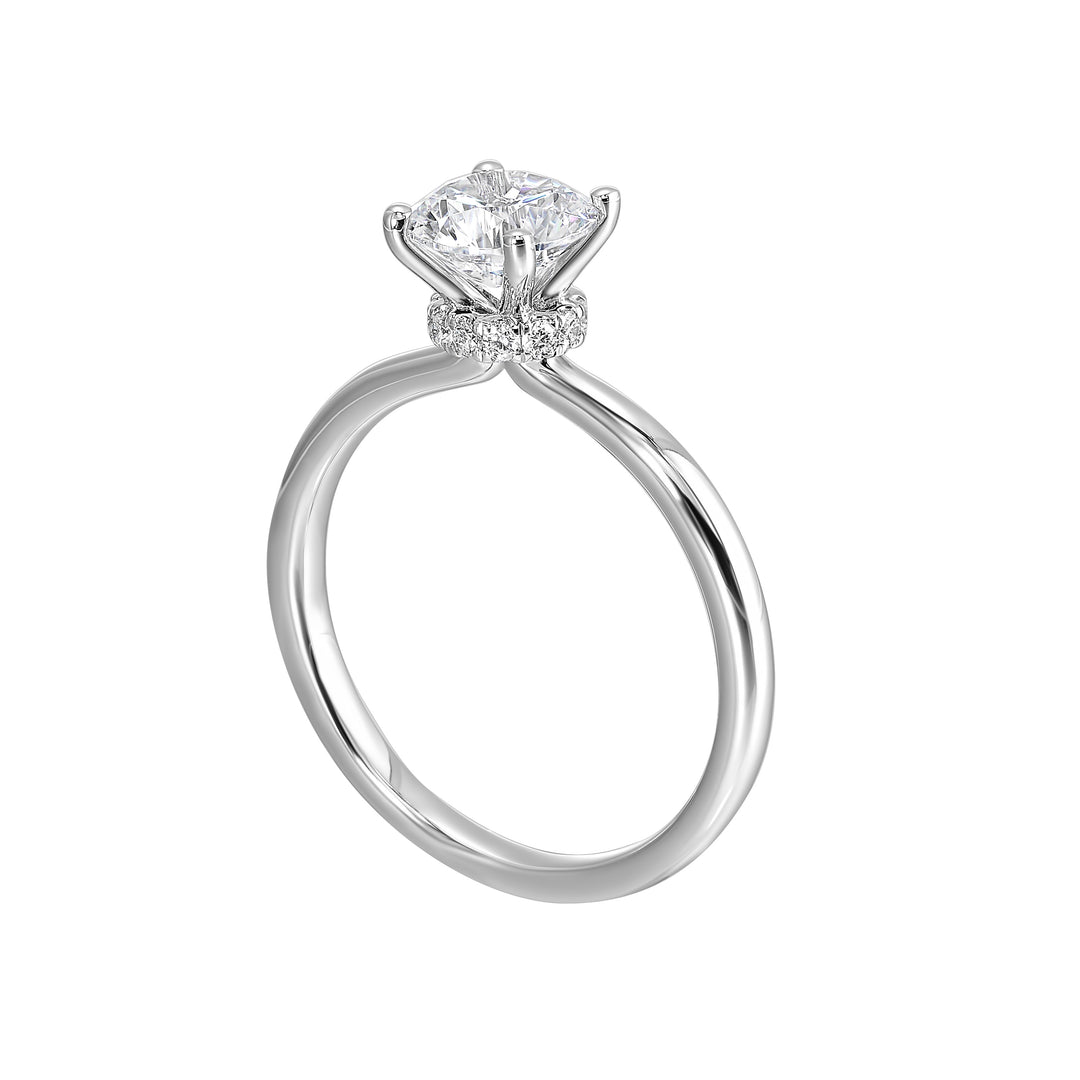 14Kt White Semi Mount 1/12Ctw For 3/4Ct Round Center