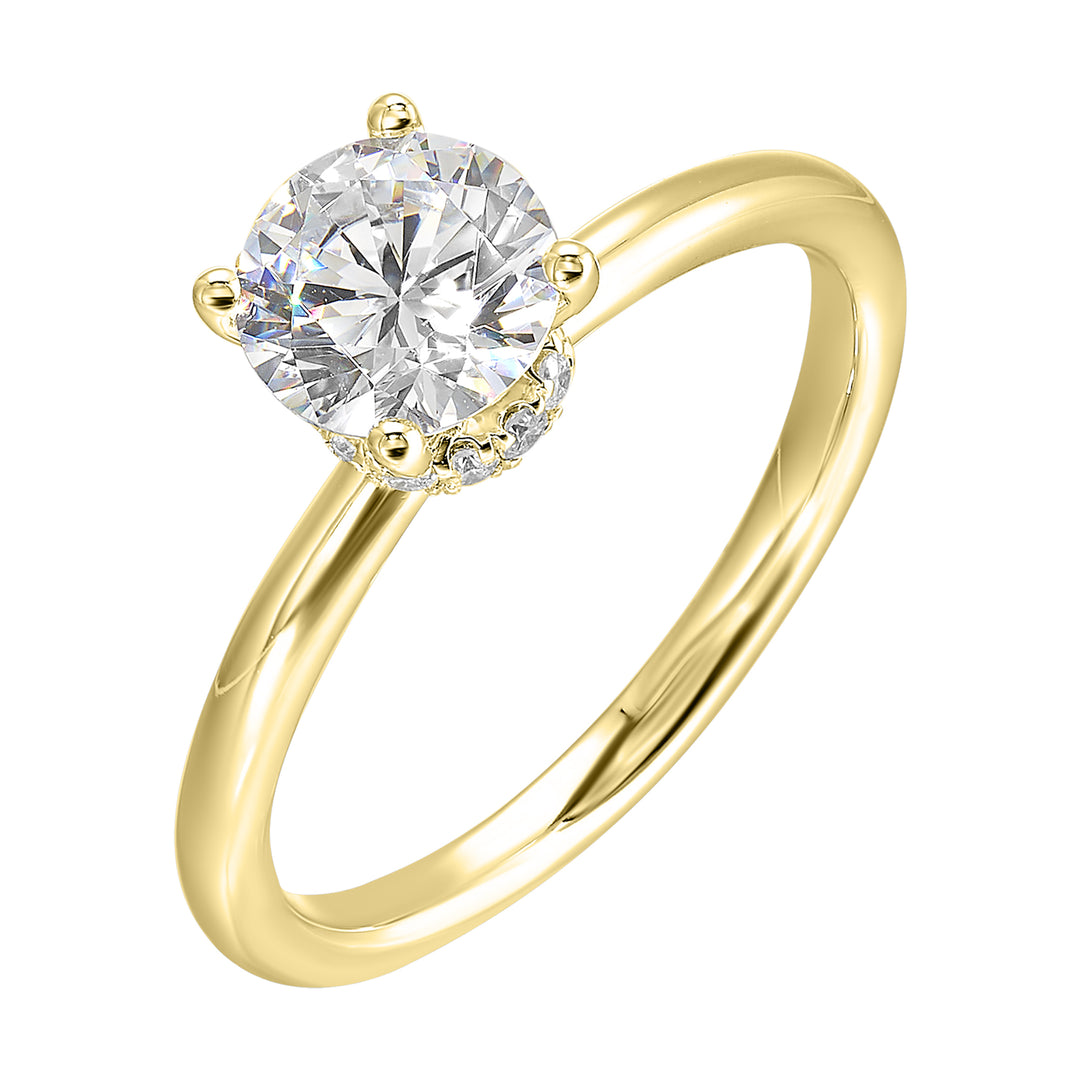 14Kt Yellow Semi Mount 1/10Ctw For 1 1/2Ct Round Center