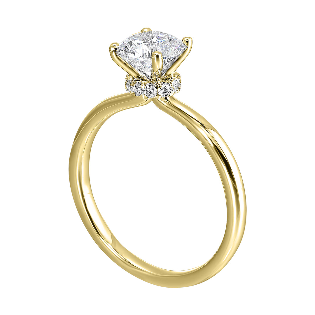 14Kt Yellow Semi Mount 1/10Ctw For 1 1/2Ct Round Center