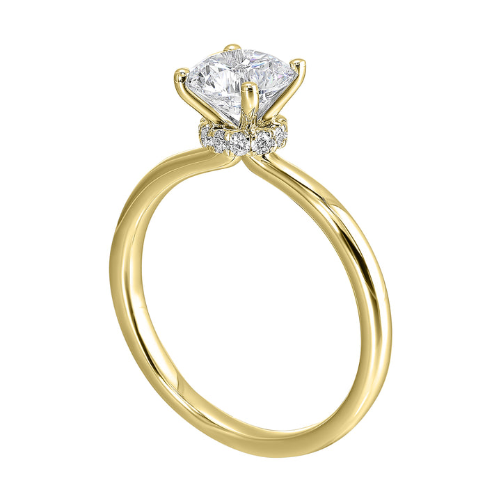 14Kt Yellow Semi Mount 1/10Ctw For 1 1/2Ct Round Center