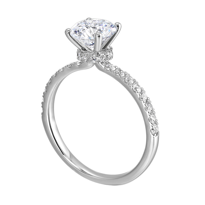 14Kt White Semi Mount 3/8Ctw For 3/4Ctw Round Center
