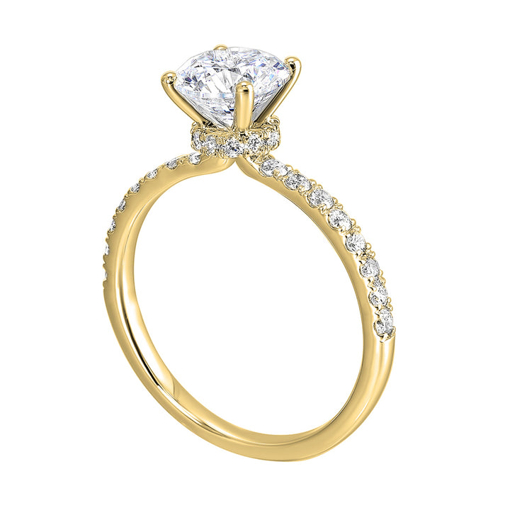 14Kt Yellow Semi Mount 3/8Ctw For 3/4Ctw Round Center