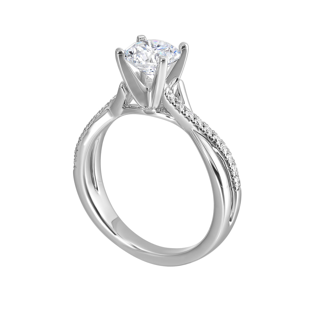 14Kt White Semi Mount 1/7Ctw For 1 1/2Ctw Round Center
