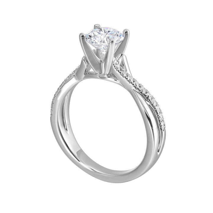 14Kt White Semi Mount 1/7Ctw For 1 1/2Ctw Round Center