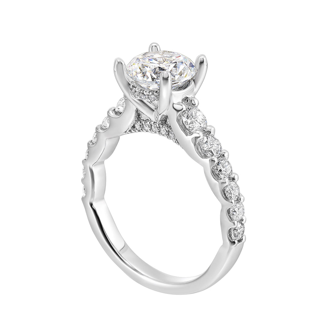 14Kt White Semi Mount 7/8Ctw For 2Ctw Round Center
